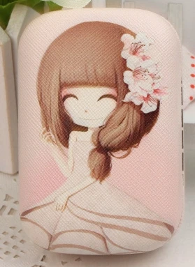 LIUSVENTINA Портативный кожаный милый мисс цветок красивая принцесса контактные линзы чехол с зеркалом для цветные линзы подарок для девочек - Цвет: B