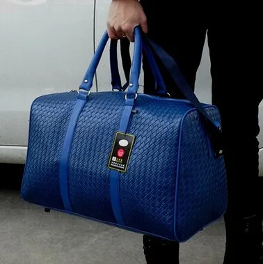 Водонепроницаемая дорожная сумка, большая вместительность, Мужская ручная сумка, дорожная сумка, кожаная сумка, многофункциональная сумка через плечо, Bolsos Weeke - Цвет: Синий
