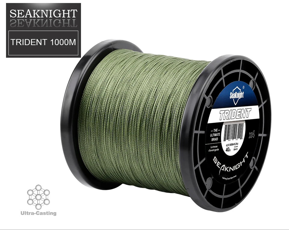 SeaKnight TRIDENT 300 м 500 м 1000 м 4 нити PE леска 8-80lb мощность Multifilament соленой воды плавающая леска для карпфишинга