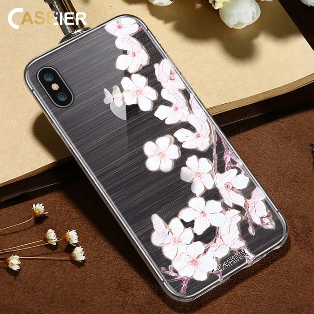 Чехол CASEIER с объемным цветком для iPhone 6 6s 7 8 Мягкий Силиконовый ТПУ чехол 5 5S SE 7X8 Plus