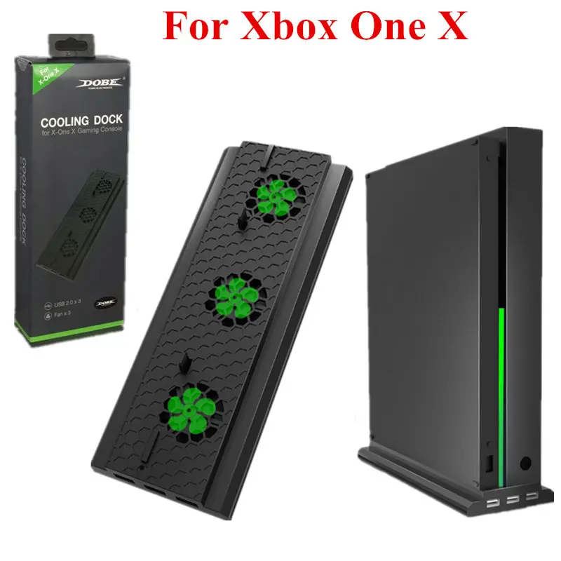 

Vertical Stand Bracket with Cooling Fan Light bar for Xbox one X Console Holder Cooler with 3 USB Ports for Xbox One X Console