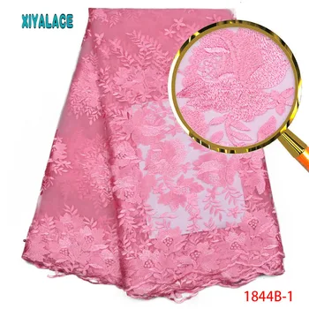 

Pink African Lace Fabric Latest French Tulle Lace Fabric High Quality African Women Cheap Lace Fabric For Tulle Lace PGC1844B-1