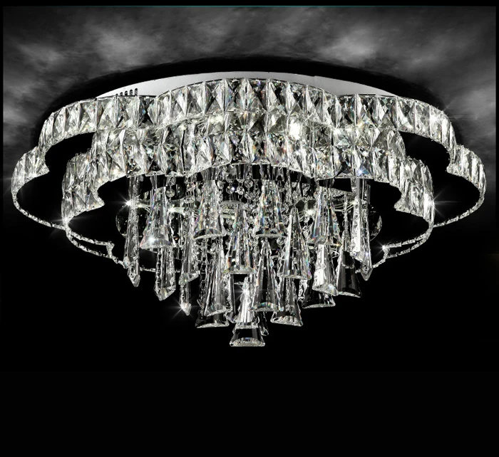 Новый Кристалл Светодиодная лампа потолка современная мода круговой атмосфера гостиной Светильник спальни ресторан светильники