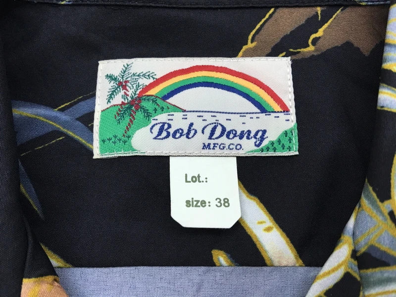 BOB DONG Дракон бамбуковый узор «aloha' Гавайские рубашки для мужчин Camp воротник черный