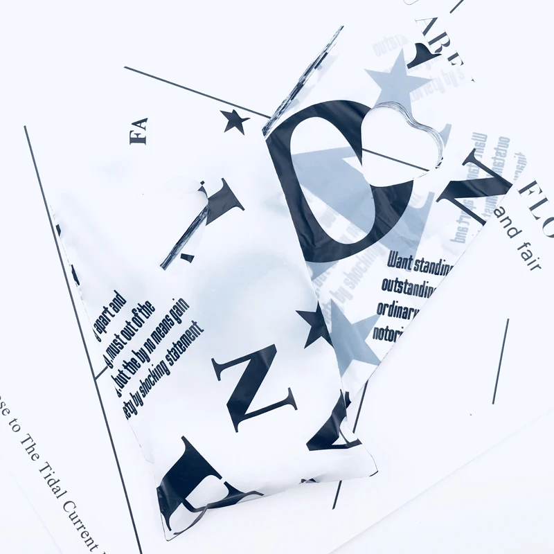 Small Plastic Bag With Handle 250pcs 9x15cm Black Letters Print Jewelry