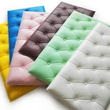 

3D Faux Leather PE Foam Wall Sticker Waterproof Self Adhesive Wallpaper For Living Room Bedroom Kids Room Nursery Home Decor