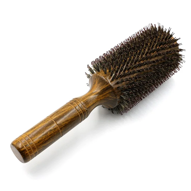 63 мм Деревянный Баррель волос Круглый гребень для завивки волос и выпрямления волос Антистатическая кабана щетина длинные волосы выдувная щетка гребень
