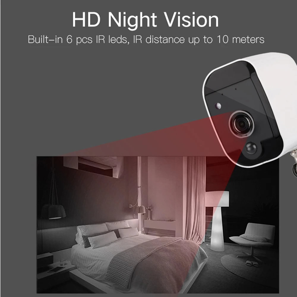 Hebeiros Amazon Alexa батарея мини IP Wifi камера 1080P HD PIR Аудио Открытый водонепроницаемый умный дом безопасности беспроводной CCTV Камера