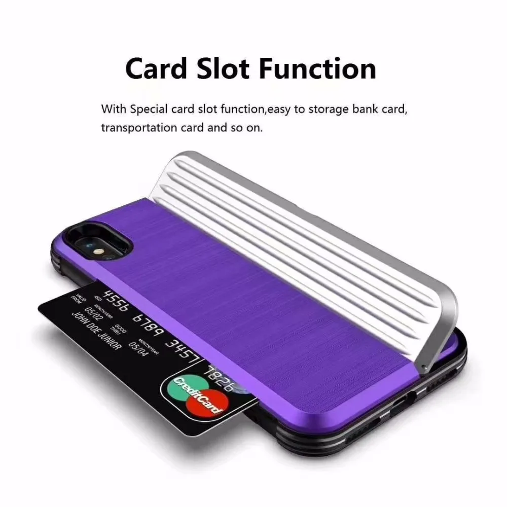 

For iPhone XR case Hybrid Armor Back Cover Kickstand For iPhone XS Max For iPhone X 6 7 8 Plus Credit Card Holder Rugged Case