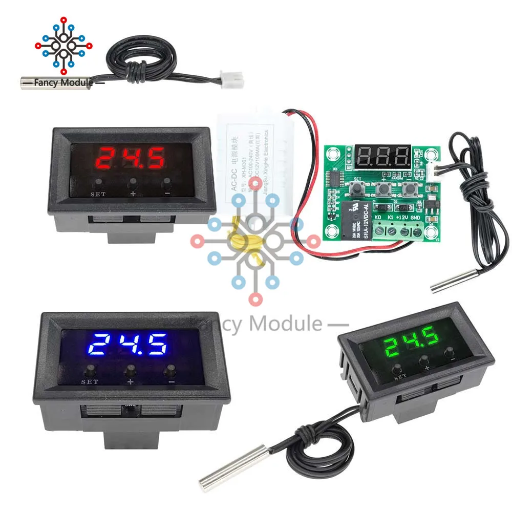 

W1209 DC 12V AC 110V 220V Thermostat Thermometer Temperature Digital LED Display with Temperature Cable Temperature Tester
