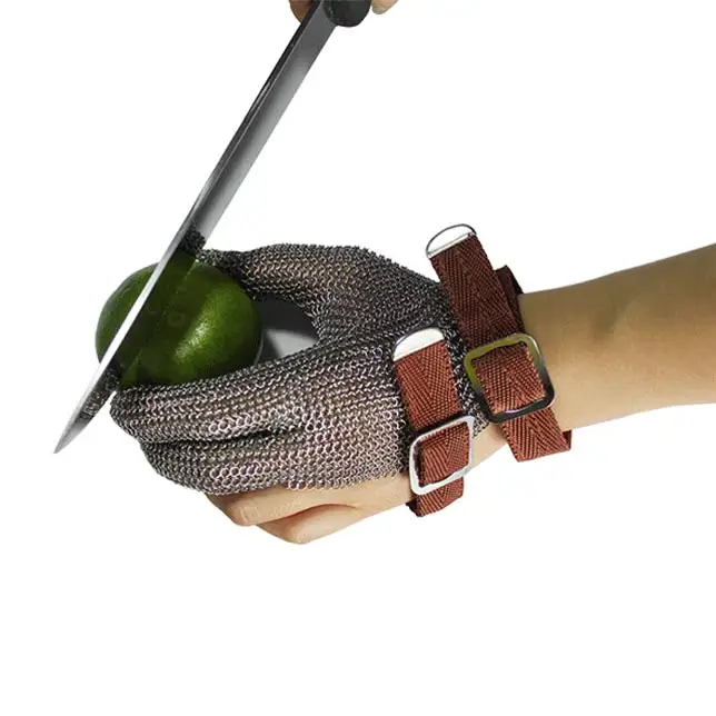 

Hongcho brand stab resistant Three finger steel butcher glove metal mesh glove
