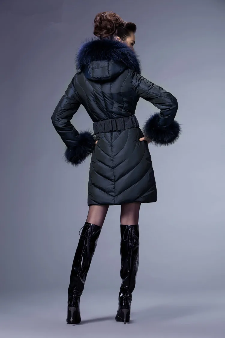 AYUNSUE, роскошный зимний пуховик, женский, теплый, толстый, белый, утиный пух, куртки, натуральный мех енота, воротник, длинный, тонкий, пальто 1507201