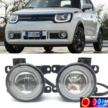 

2 in 1 LED Angel Eyes DRL 3 Colors Daytime Running Lights Cut-Line Lens Fog Lamp for Suzuki Ignis 2016 2017