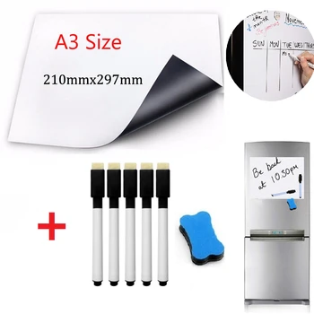 

A3 Size Magnetic Whiteboard Fridge Magnets Reminder Board Home Kitchen Message Boards Writing Pad Fridge Sticker 5 Pens 1 Eraser