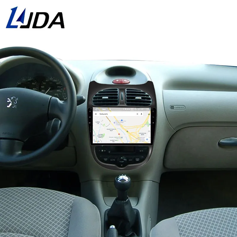 Flash Deal LJDA Android 9.0 Car Multimedia Player For Peugeot 206 2002 2003 2004 2005 2006 2007 2008 GPS Stereo Radio 4G+32G Stereo WIFI 5