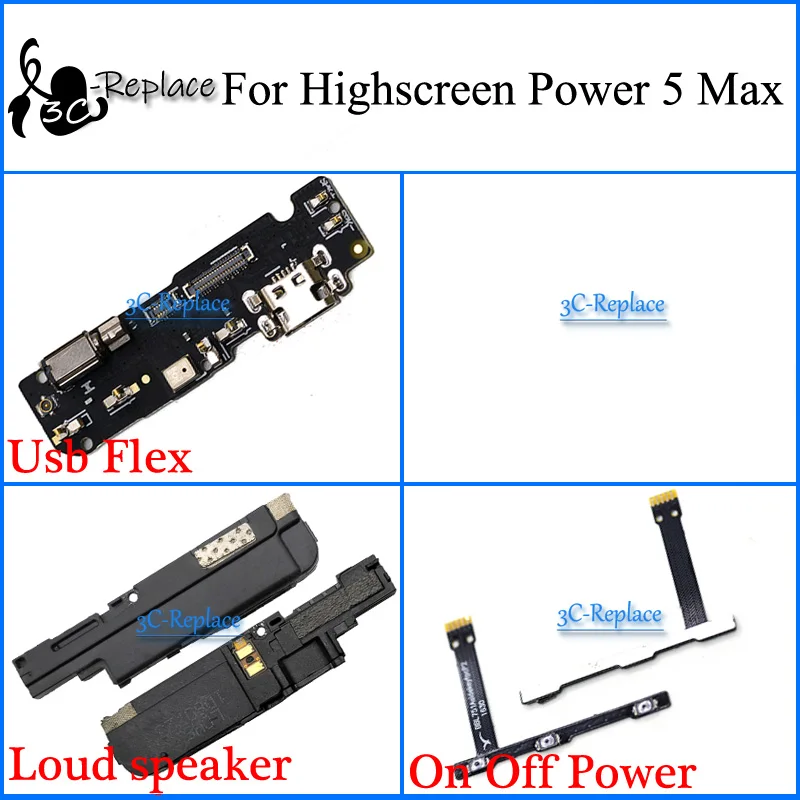 

For Highscreen Power 5 Max Usb Flex Loud speaker On Off Power Flex Cable For Highscreen Power Five Max