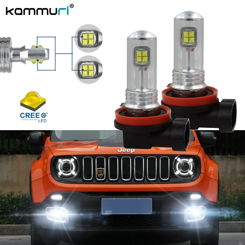 80W H8 H11 H9 LED Fog Lights Driving DRL Lamps For Jeep Grand Cherokee