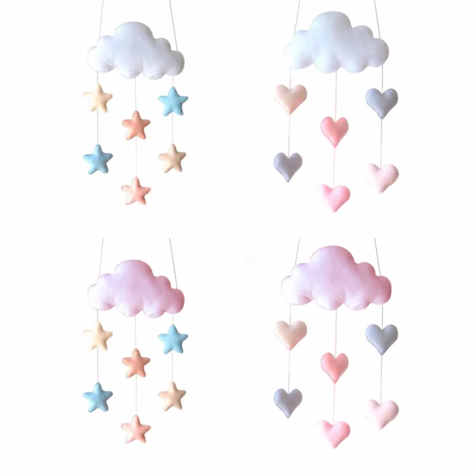 Ceiling Mobile Hanging Cloud Decorations Star Heart Garland For Kids Room Baby Shower Raindrop Wall Hanging Decor Gift