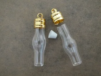 

Small vase shaped glass bottle PENDANT HANDMADE pop glass bottle Necklace 34x8mm