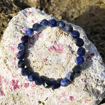 

Faceted Sodalite Mala Bracelets Man Star Cut Beads Bracelet Mala Beads Beaded Bracelet Spiritual Jeweley Mens Gift