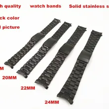 10 шт./лот Высокое качество 18 мм, 20 мм, 22 мм, 24 мм, одноцветное Нержавеющая сталь Смотреть полоса ремешок черный цвет-08145