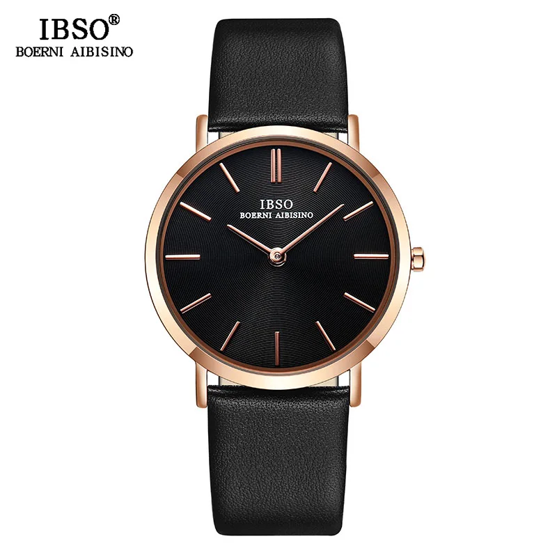 IBSO Top Brand Men's Wrist Watch Ultra-Thin Quartz Simple Black Causal Men Clock Watches Leather Strap Wristwatch IBSO Top Brand Men's Wrist Watch Ultra-Thin Quartz Simple Black Causal Men Clock Watches Leather Strap Wristwatch
