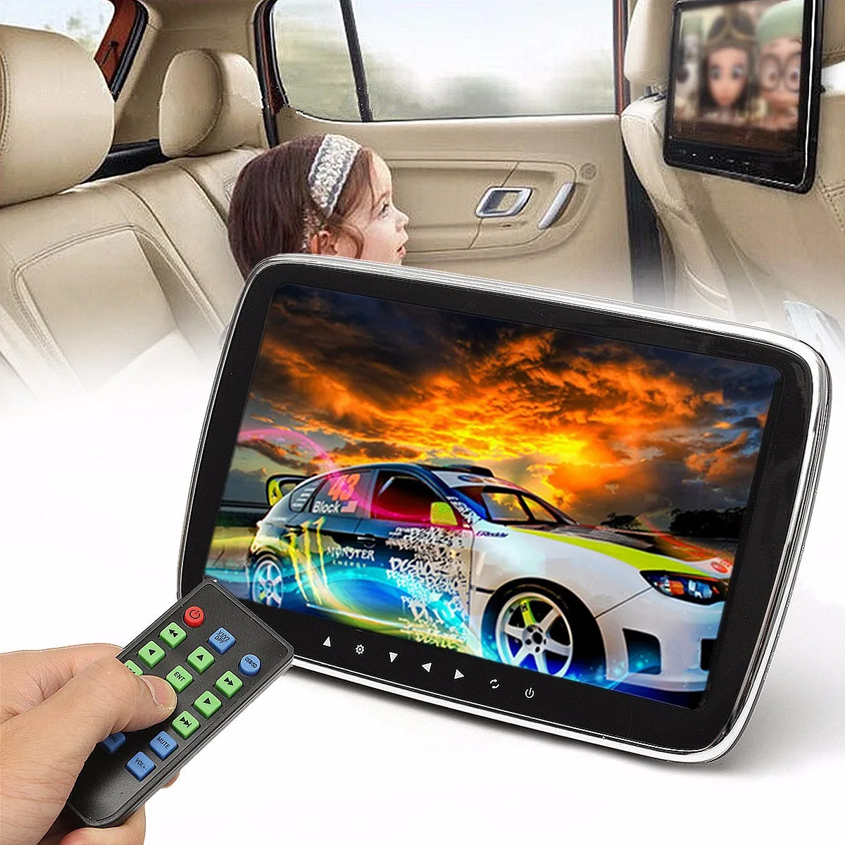 " HD Автомобильный подголовник монитор DVD видео плеер USB/SD/HDMI/IR/FM TFT lcd цифровой экран сенсорная кнопка игра Дистанционное управление