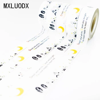 

Washi Tape Set Sticky Black Kawai House Pattern Masking Paper Scrapbook Office Stationery DIY Decorative Adhesive Tape 1PCS
