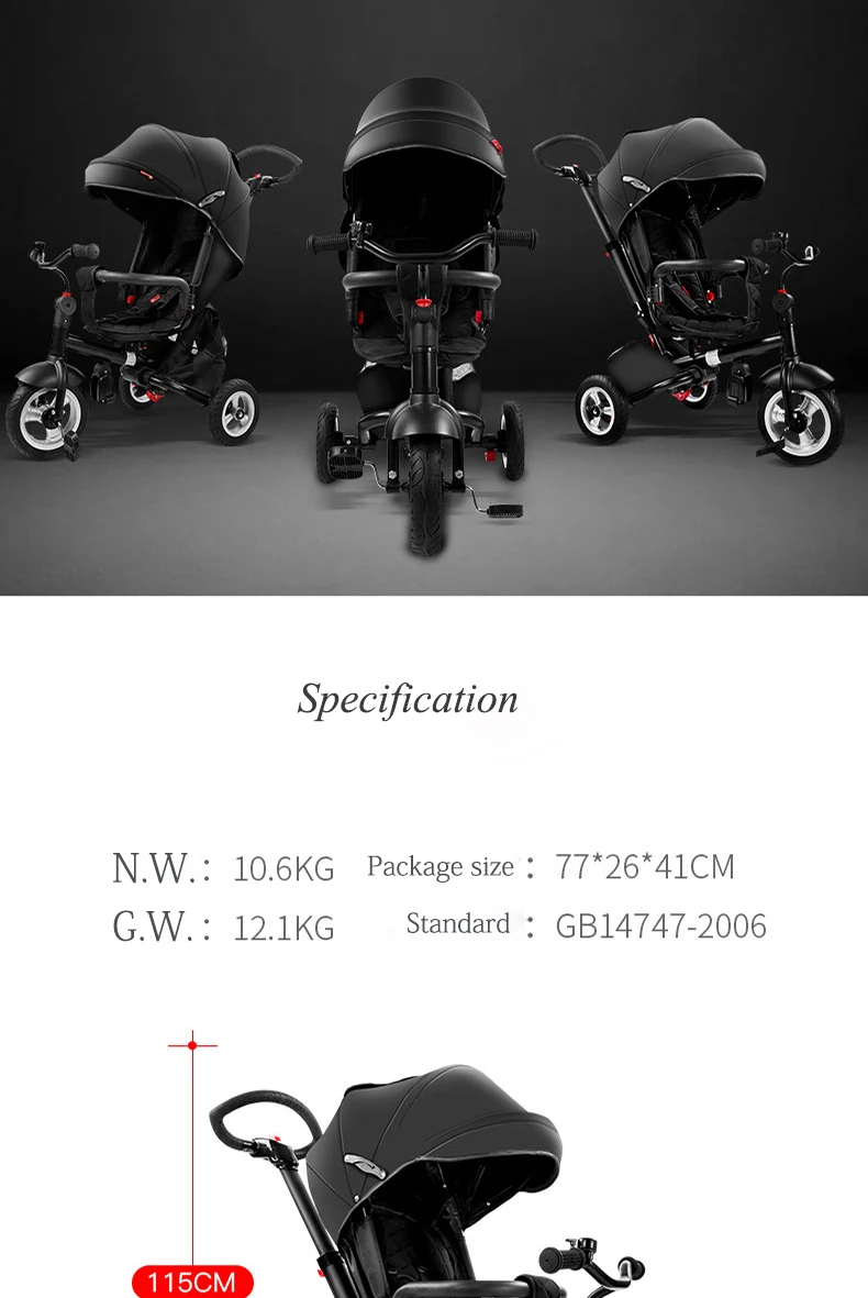 Pouch baby three wheels stroller children bicycle light folding and practical pram kids rain cover high quality for kids