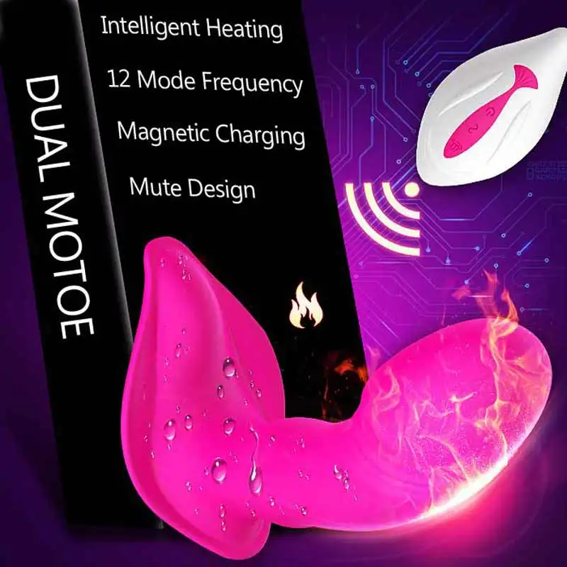 Smart Heating Remote Control Dual Vibrator Female Masturbation Wearable Panties font b Dildo b font Vibrators