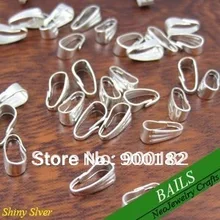 Блестящий серебристый металлический кулон, Бейлы зажимные для подключения подвески и ожерелья