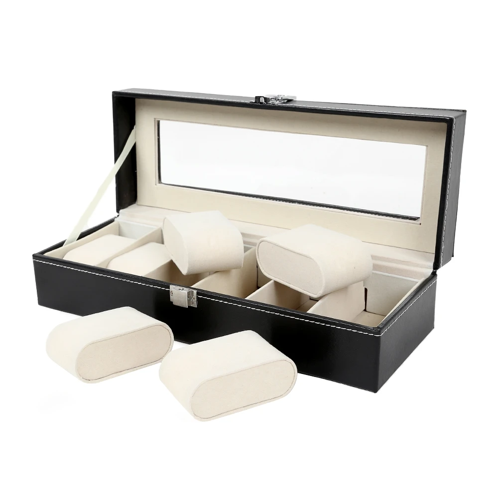 Hot Sale 6 Grids PU Leather Watch Box Jewelry Storage Case Watch Display Box caja reloj