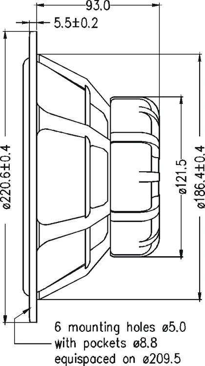 Морей E0022-08S W22EX001-8-дюймовый НЧ-динамик блок 8ohm-88dB-120 W