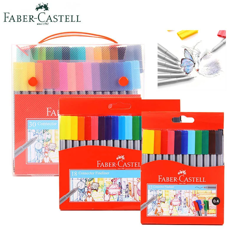 

Faber Castell Color Marker Fineliner Fine Pen 0.4 mm 12/18/30 Watercolors Set Detail Drawing Needle Sketching Connector Pens