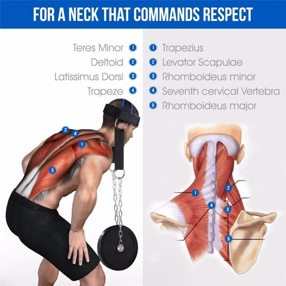 1pc Neck Weight Lifting Grip Wrist Wraps Straps Strengh Exercise Fitness Body Building Adjustable Head Gym Crossfit Dumbbell