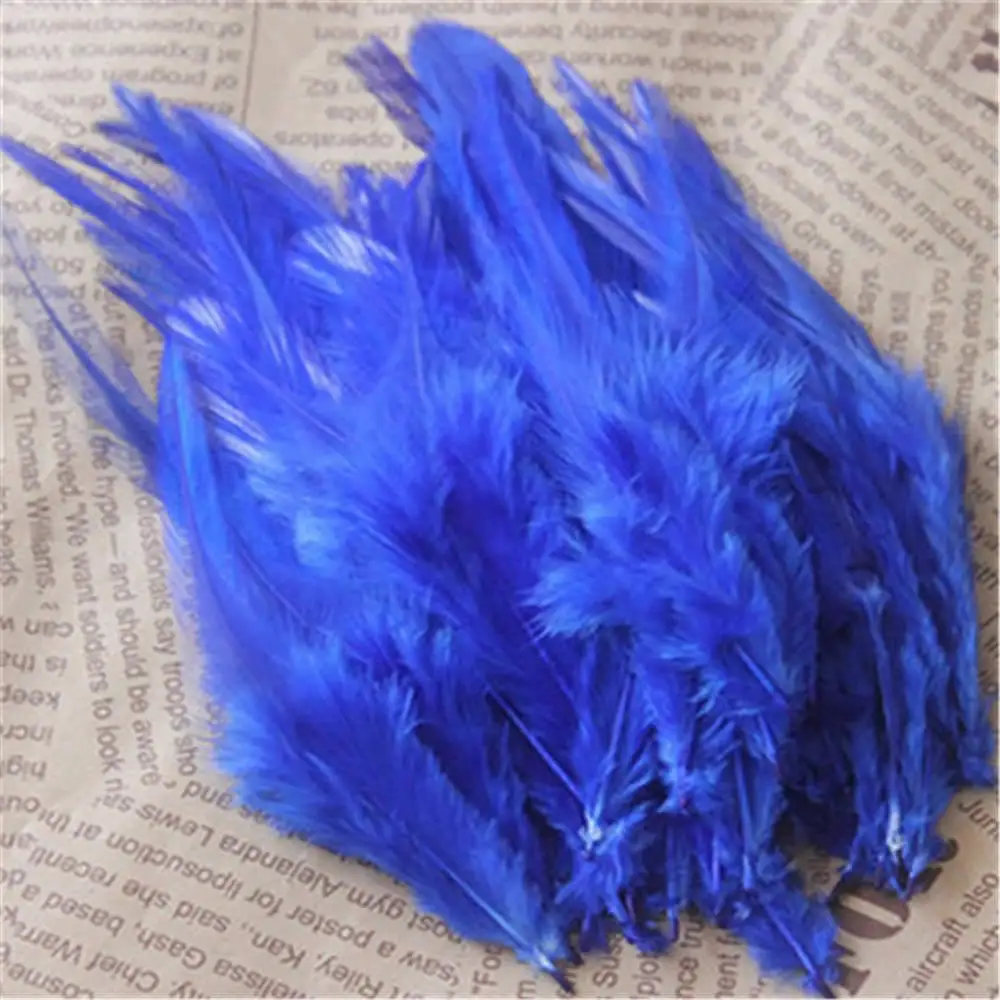 Натуральный хвост петуха, 100 шт./лот, высота 6-8 дюймов(15-20 см), перья петуха, оперение, шляпа, одежда для танцовщицы, украшение - Цвет: royal blue