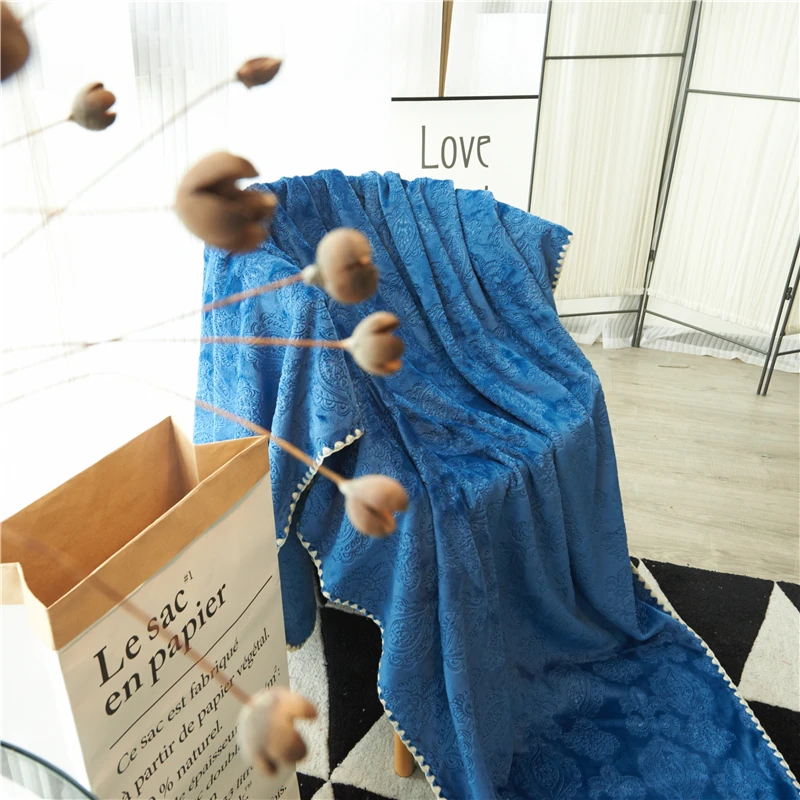 

Blanket Pearl blanket warm blankets blue pattern Spring and Antumn super warm soft throw on Sofa/Bed/Plane Travel Plaids