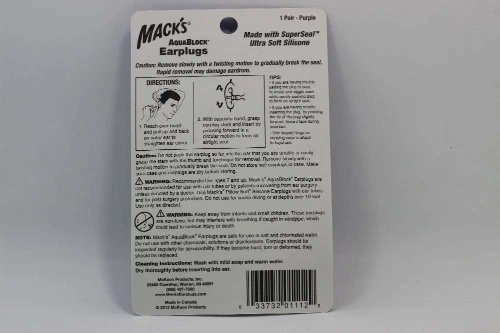 Затычки для ушей Mack's Aqua block изготовленные из супергерметичной искусственной