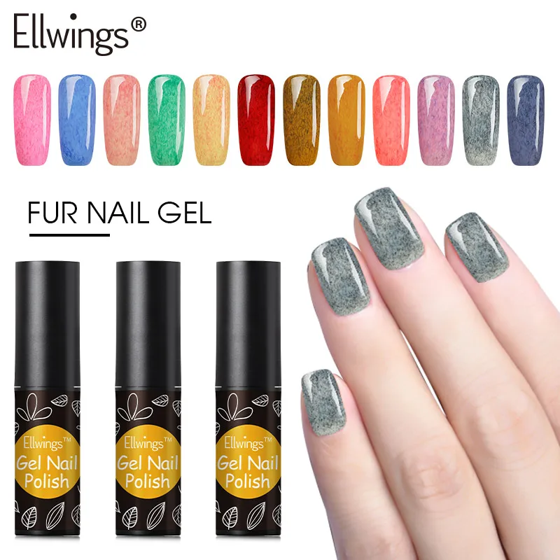 Ellwings uv гель для ногтей Искусственный мех длительный Лаки лак Дизайн Гибридный