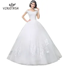 Новая мода Дешевые Свадебные платья лодочка шеи сексуальные с плеча подгонянного размера плюс кружева вышивка элегантный принцесса C