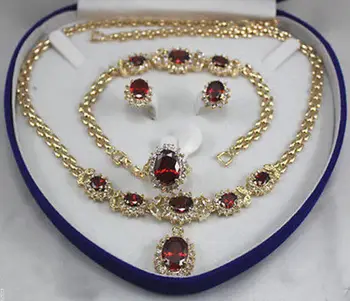 

women's jewelry rubine 18KGP Earring Bracelet Necklace Ring+( box )