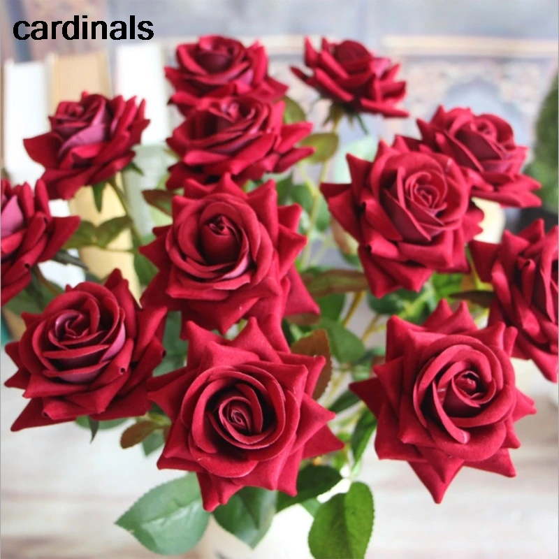 8pcs Single Flannel Angle Artificial Silk Large Flowers Rose Decoration Wedding Living Room Home