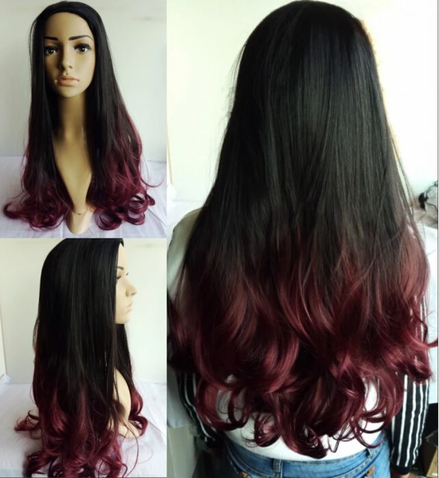 Fashion Ombre Wig Hair Fall Half Wig Curly Hair Wigs Two Tone Gradient Two Colored Synthetic Wigs For Women Assorted Colors Wig Women Wig Ponytailwig Making Aliexpress