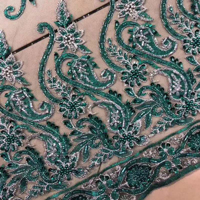 

15 yards African Lace Fabrics Nigerian Embroidered Tulle Fabric For Dress High-end Handmade Beaded French Net Lace QG845