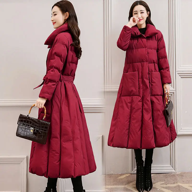 Down Cotton Padded Winter Jacket Coat Women A-Line Long Parkas Mujer Thick Coat Women Warm Plus Size Women Jacket Overcoat C5700