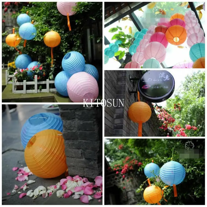 10pcs package colorful paper lantern lights with multicolor led mini