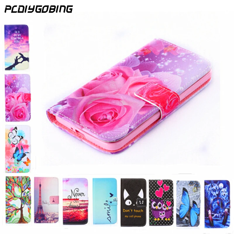 

New Wallet Style Colour Rose Flower Tower Pattern Full Cover M5c Top Flip Painting PU Leather Case For Meizu M5C Meilan 5C