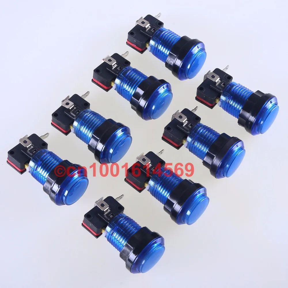 

Reyann 8pcs/lot 30mm 5V LED illuminate Round Arcade LED Push Button For PC Game Controller USB Universal Arcade Handle - Blue