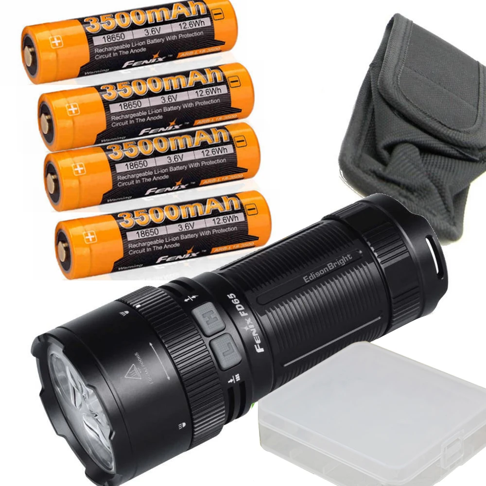 

Fenix FD65 3800 Lumens High Performance Focusable Zoomable LED Flashlight with 4 x 3500mAh 18650 Rechargeable Batteries