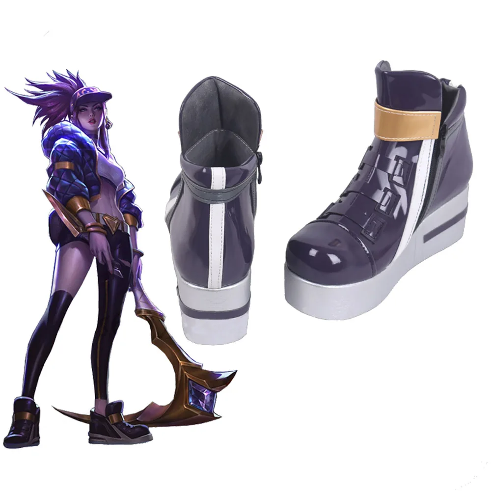 KDA Ahri Evelynn Akali Kaisa Cosplay Shoes LOL K/DA Cosplay Game High-Heeled Shoes for Women Purple Gloden Shoes Ahri Cosplay